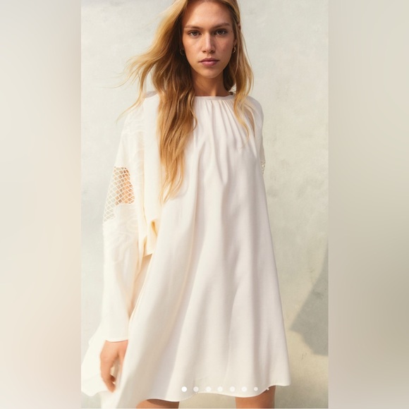 One of a Kind Boho Hand Painted Laser Cut Dress - Picture 4 of 10